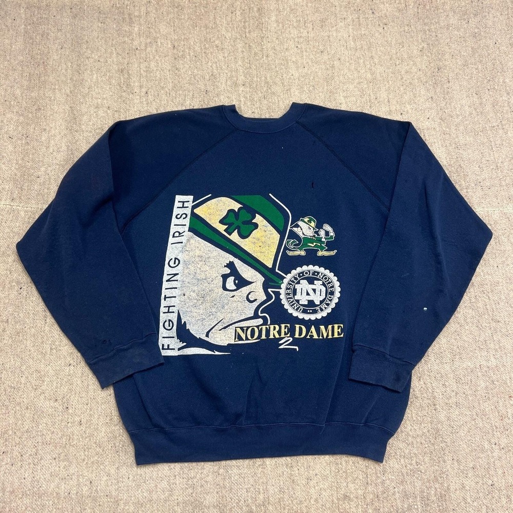 Vintage Notre Dame Fighting Irish Sweatshirt‎ Mens XL Blue 1990s NCAA Tall